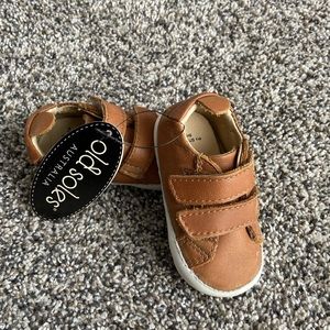 NWT Old Soles leather crib and infant shoes cognac 0-3m